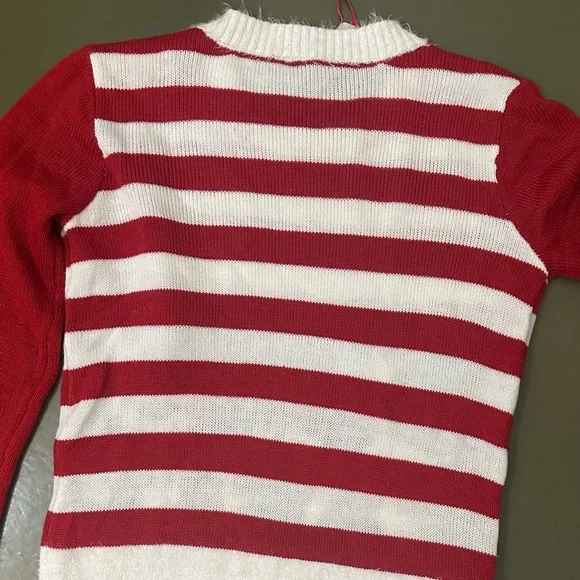 Playful Penguins Ugly Holiday Christmas Sweater Red and White - Picture 3 of 5